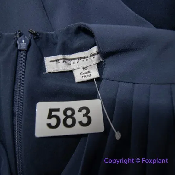 New! Kay Unger Talia Column Gown navy blue, women size 10 - Picture 15 of 16